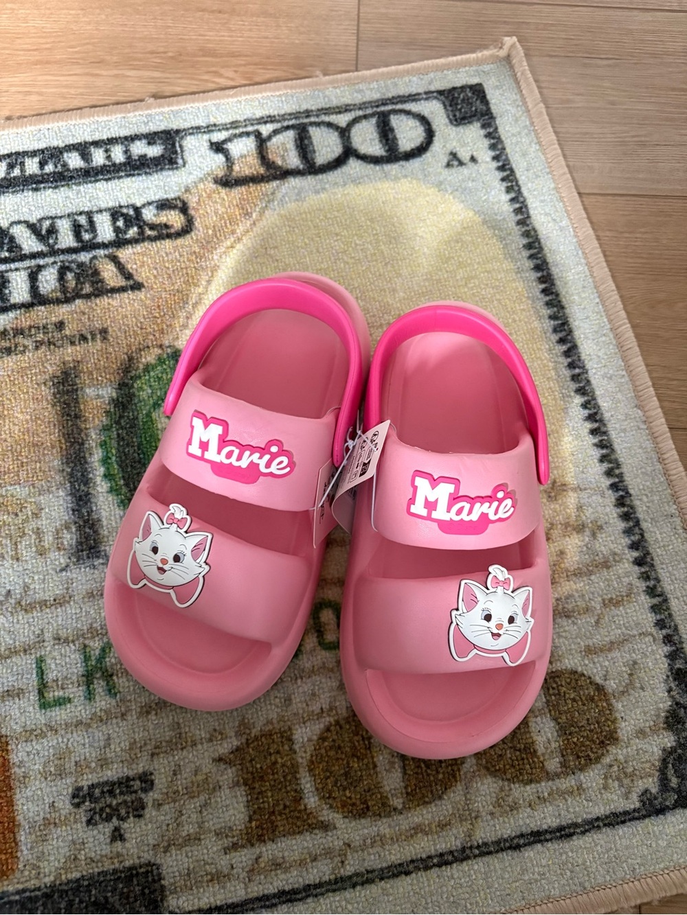 Pink Marie Cat Slide Sandals with Back Strap